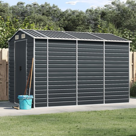 vidaXL Capanno da Giardino Antracite 191x300x198 cm in Acciaio Zincato