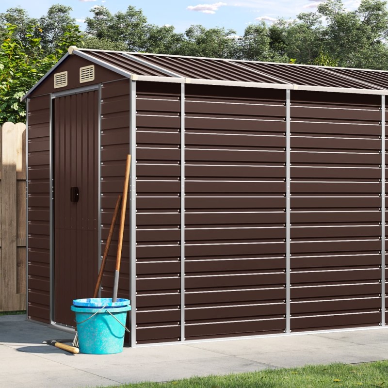 vidaXL Capanno da Giardino Marrone 191x895x198 cm in Acciaio Zincato vidaXL Capanno da Giardino Marrone 191x895x198 cm in Acciaio Zincato