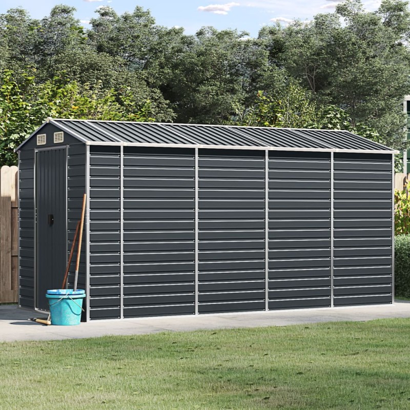 vidaXL Capanno da Giardino Antracite 191x385x198cm in Acciaio Zincato vidaXL Capanno da Giardino Antracite 191x385x198cm in Acciaio Zincato