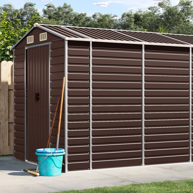 vidaXL Capanno da Giardino Marrone 191x725x198 cm in Acciaio Zincato vidaXL Capanno da Giardino Marrone 191x725x198 cm in Acciaio Zincato
