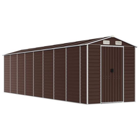 vidaXL Capanno da Giardino Marrone 191x725x198 cm in Acciaio Zincato