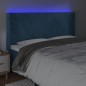 Testiera a LED Blu Scuro 203x16x118/128 cm in Velluto