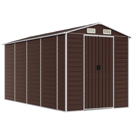 vidaXL Capanno da Giardino Marrone 191x385x198 cm in Acciaio Zincato