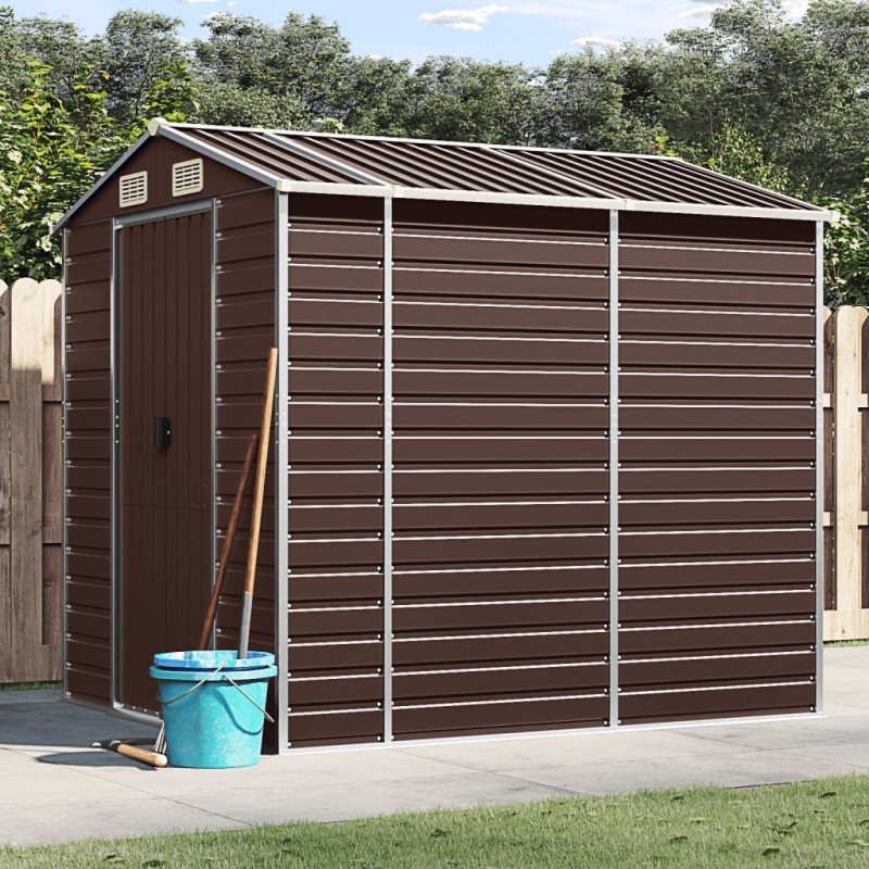 vidaXL Capanno da Giardino Marrone 191x215x198 cm in Acciaio Zincato vidaXL Capanno da Giardino Marrone 191x215x198 cm in Acciaio Zincato