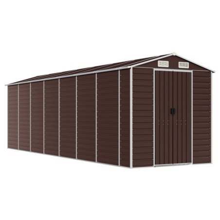 vidaXL Capanno da Giardino Marrone 191x640x198 cm in Acciaio Zincato