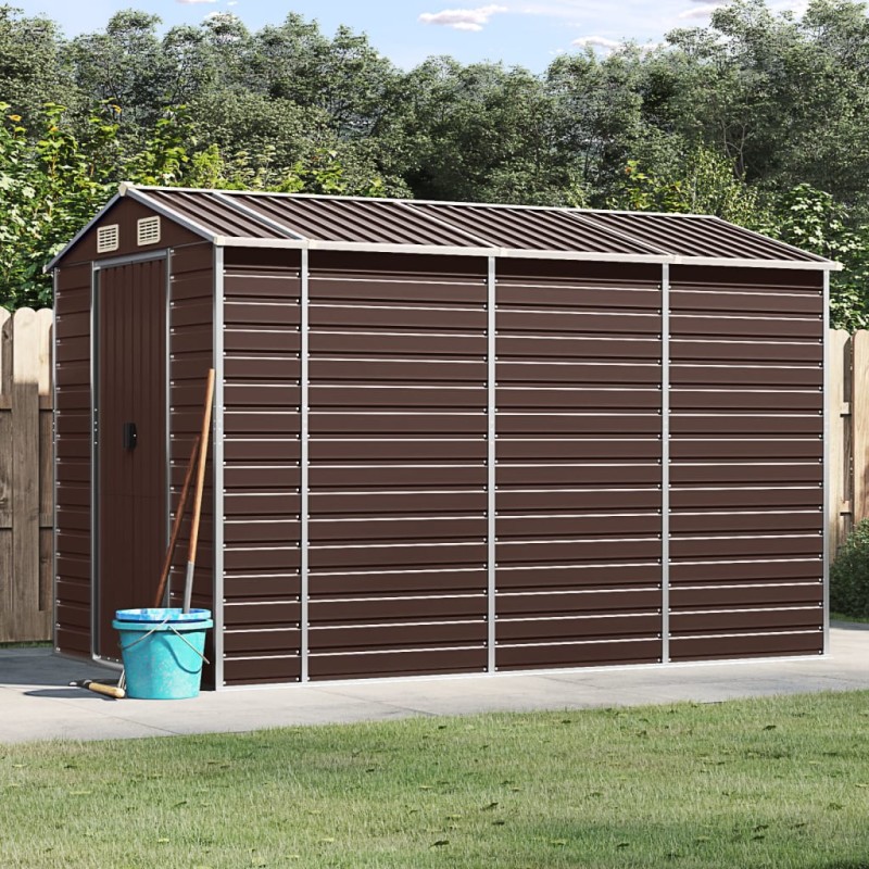 vidaXL Capanno da Giardino Marrone 191x300x198 cm in Acciaio Zincato vidaXL Capanno da Giardino Marrone 191x300x198 cm in Acciaio Zincato