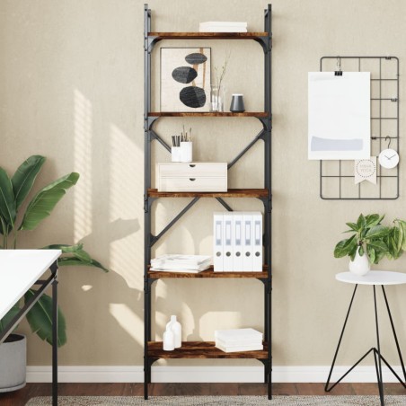 vidaXL Libreria Rovere Fumo 5 Ripiani 56x31,5x174 cm Legno Multistrato