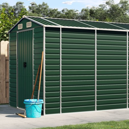 vidaXL Capanno da Giardino Verde 191x895x198 cm in Acciaio Zincato
