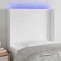 Testiera a LED Bianco 93x16x118/128 cm in Similpelle Testiera a LED Bianco 93x16x118/128 cm in Similpelle