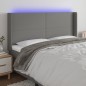 Testiera a LED GrigioScuro 183x16x118/128cm inTessuto Testiera a LED GrigioScuro 183x16x118/128cm inTessuto
