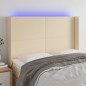 Testiera a LED Crema 147x16x118/128 cm in Tessuto Testiera a LED Crema 147x16x118/128 cm in Tessuto