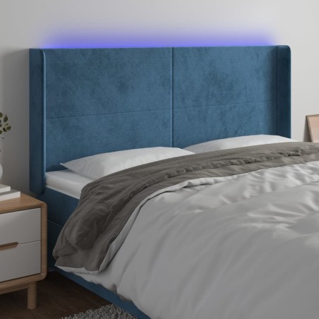 Testiera a LED Blu Scuro 163x16x118/128 cm in Velluto