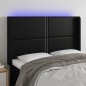 Testiera a LED Nera 147x16x118/128 cm in Similpelle Testiera a LED Nera 147x16x118/128 cm in Similpelle