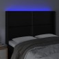 Testiera a LED Nera 147x16x118/128 cm in Similpelle Testiera a LED Nera 147x16x118/128 cm in Similpelle