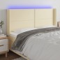 Testiera a LED Crema 203x23x118/128 cm in Similpelle Testiera a LED Crema 203x23x118/128 cm in Similpelle