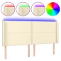 Testiera a LED Crema 203x23x118/128 cm in Similpelle Testiera a LED Crema 203x23x118/128 cm in Similpelle