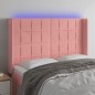Testiera a LED rosa 147x16x118/128 cm in Velluto Testiera a LED rosa 147x16x118/128 cm in Velluto