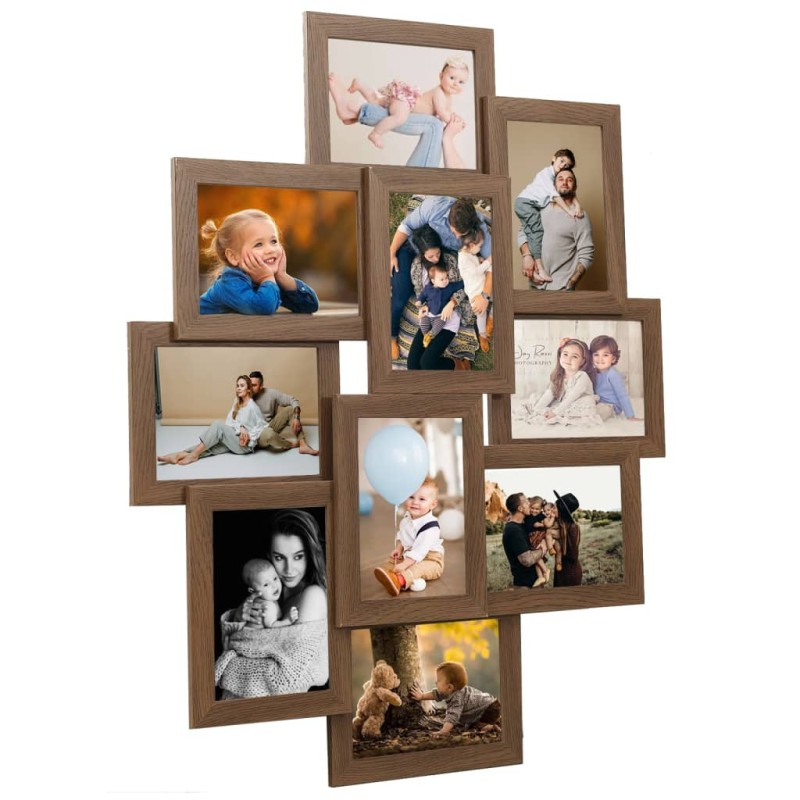 vidaXL Cornice per Collage 10x(10x15 cm) Foto Marrone Chiaro in MDF vidaXL Cornice per Collage 10x(10x15 cm) Foto Marrone Chiaro in MDF