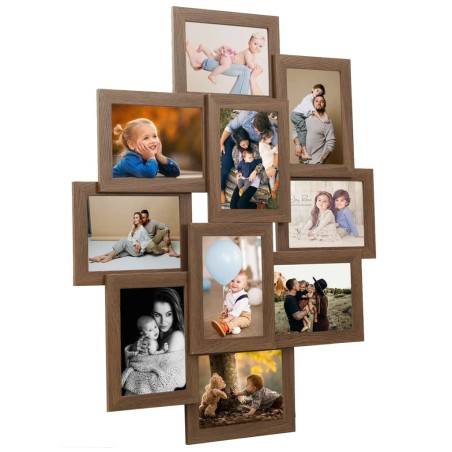 vidaXL Cornice per Collage 10x(10x15 cm) Foto Marrone Chiaro in MDF