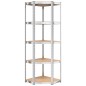 vidaXL Scaffale Angolare 5 Ripiani Argento Acciaio e Legno Multistrato vidaXL Scaffale Angolare 5 Ripiani Argento Acciaio e Legno Multistrato