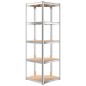vidaXL Scaffale Angolare 5 Ripiani Argento Acciaio e Legno Multistrato vidaXL Scaffale Angolare 5 Ripiani Argento Acciaio e Legno Multistrato