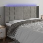 Testiera a LED Grigio Chiaro 183x16x118/128 cm in Velluto Testiera a LED Grigio Chiaro 183x16x118/128 cm in Velluto