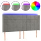 Testiera a LED Grigio Chiaro 183x16x118/128 cm in Velluto Testiera a LED Grigio Chiaro 183x16x118/128 cm in Velluto