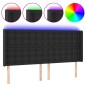 Testiera a LED Nera 147x16x118/128 cm in Similpelle Testiera a LED Nera 147x16x118/128 cm in Similpelle