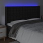 Testiera a LED Nera 147x16x118/128 cm in Similpelle Testiera a LED Nera 147x16x118/128 cm in Similpelle