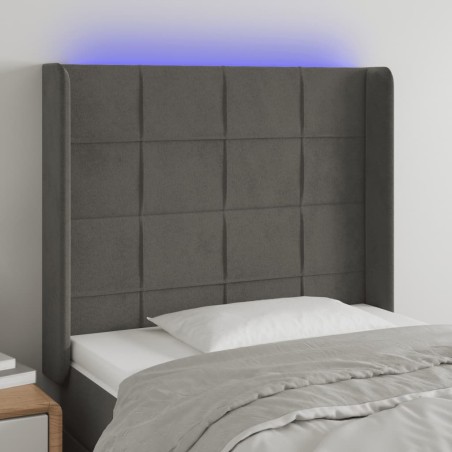 vidaXL Testiera a LED Grigio Scuro 93x16x118/128 cm in Velluto
