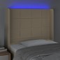 Testiera a LED crema 93x16x118/128 cm in Tessuto Testiera a LED crema 93x16x118/128 cm in Tessuto