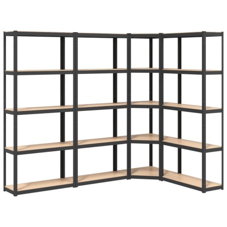 vidaXL Scaffali 5 Ripiani 4pz Antracite in Acciaio e Legno Multistrato