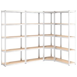 vidaXL Scaffali 5 Ripiani 4 pz Argento in Acciaio e Legno Multistrato