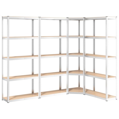 vidaXL Scaffali 5 Ripiani 4 pz Argento in Acciaio e Legno Multistrato