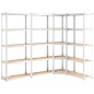 vidaXL Scaffali 5 Ripiani 4 pz Argento in Acciaio e Legno Multistrato vidaXL Scaffali 5 Ripiani 4 pz Argento in Acciaio e Legno Multistrato