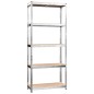 vidaXL Scaffali 5 Ripiani 4 pz Argento in Acciaio e Legno Multistrato vidaXL Scaffali 5 Ripiani 4 pz Argento in Acciaio e Legno Multistrato