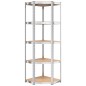 vidaXL Scaffali 5 Ripiani 4 pz Argento in Acciaio e Legno Multistrato vidaXL Scaffali 5 Ripiani 4 pz Argento in Acciaio e Legno Multistrato