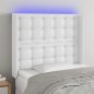 Testiera a LED Bianco 103x16x118/128 cm in Similpelle Testiera a LED Bianco 103x16x118/128 cm in Similpelle