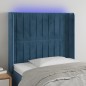 Testiera a LED Blu Scuro 103x16x118/128 cm in Velluto Testiera a LED Blu Scuro 103x16x118/128 cm in Velluto