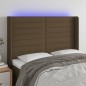vidaXL Testiera a LED MarroneScuro147x16x118/128cm inTessuto vidaXL Testiera a LED MarroneScuro147x16x118/128cm inTessuto