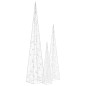 vidaXL Set Coni Luce LED Acrilico Decorativo Bianco Caldo 60/90/120 cm vidaXL Set Coni Luce LED Acrilico Decorativo Bianco Caldo 60/90/120 cm