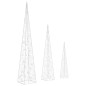 vidaXL Set Coni Luce LED Acrilico Decorativo Bianco Caldo 60/90/120 cm vidaXL Set Coni Luce LED Acrilico Decorativo Bianco Caldo 60/90/120 cm