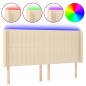 Testiera a LED Crema 183x16x118/128 cm in Tessuto Testiera a LED Crema 183x16x118/128 cm in Tessuto