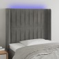 Testiera a LED Grigio Chiaro 83x16x118/128 cm in Velluto Testiera a LED Grigio Chiaro 83x16x118/128 cm in Velluto