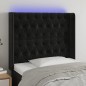 Testiera a LED nero 93x16x118/128 cm in Velluto Testiera a LED nero 93x16x118/128 cm in Velluto