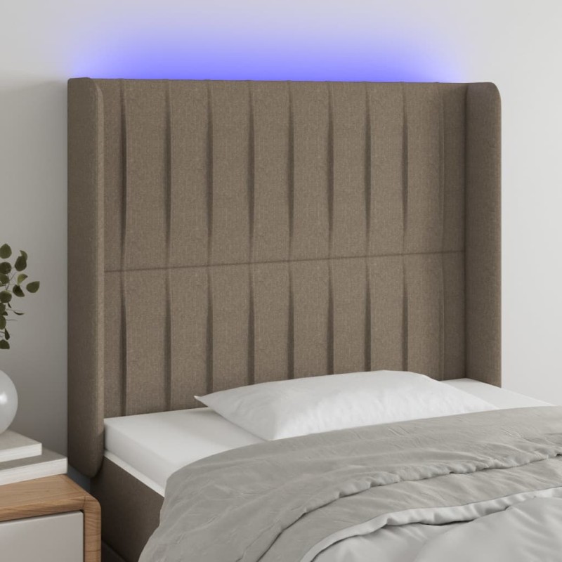 Testiera a LED tortora 93x16x118/128 cm in Tessuto Testiera a LED tortora 93x16x118/128 cm in Tessuto