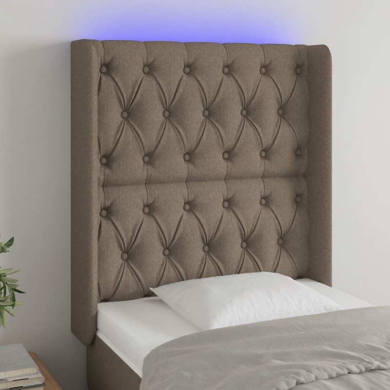 Testiera a LED Tortora 83x16x118/128 cm in Tessuto Testiera a LED Tortora 83x16x118/128 cm in Tessuto