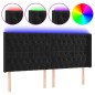 Testiera a LED Nera 203x16x118/128 cm in Velluto Testiera a LED Nera 203x16x118/128 cm in Velluto