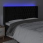 Testiera a LED Nera 203x16x118/128 cm in Velluto Testiera a LED Nera 203x16x118/128 cm in Velluto