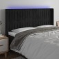 Testiera a LED Nera 203x16x118/128 cm in Velluto Testiera a LED Nera 203x16x118/128 cm in Velluto